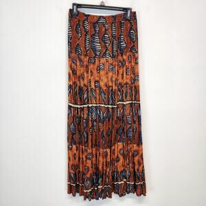 Vtg Geometric Broomstick Maxi Skirt Size M Dark Romance Gypsy Hippie Passports